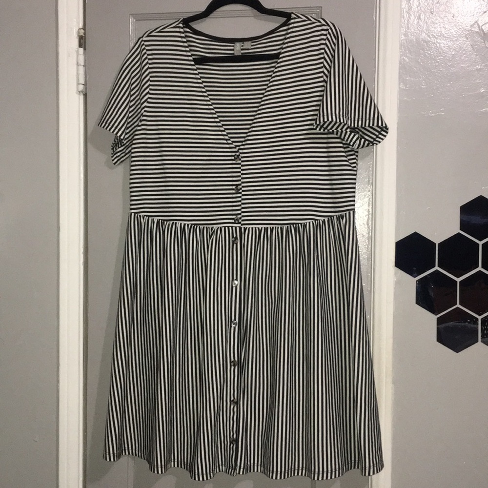ASOS DESIGN mini v neck button through smock dress